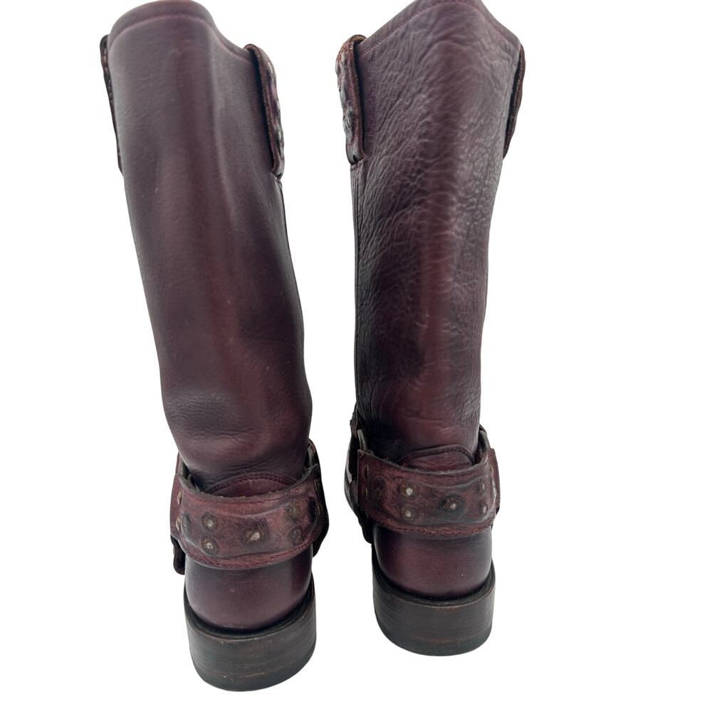 Vintage Frye Oxblood Harness Studded Moto Boots - Picture 6 of 9